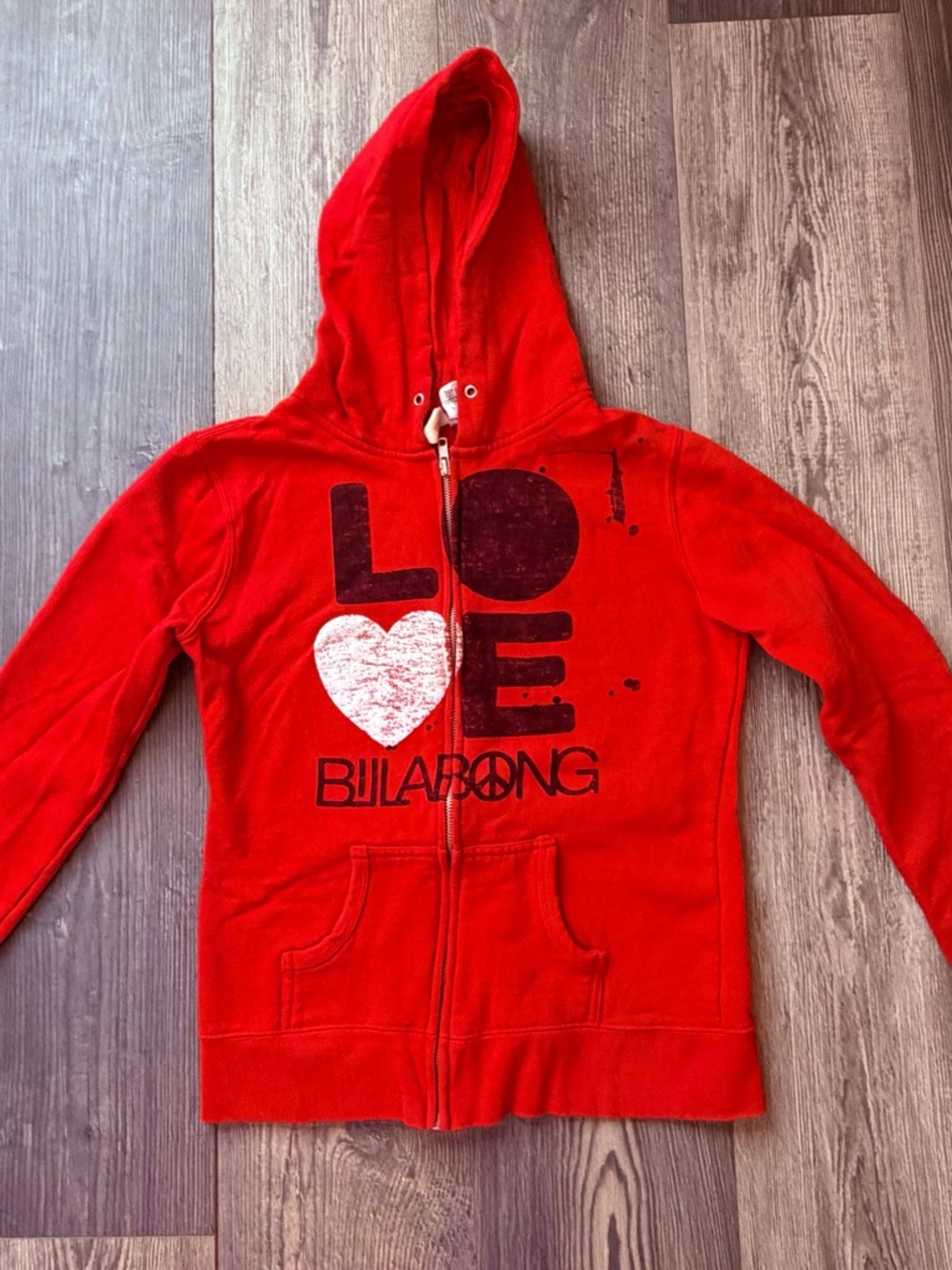 Billabong Women’s Red 'Love' Zip-Up Hoodie